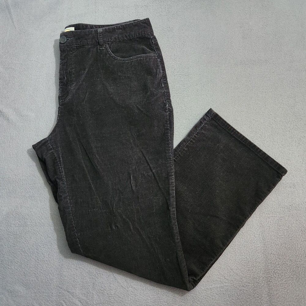 Talbots Women 16 Black Stretch High Rise Corduroy Straight Leg Pants